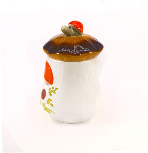 Laurentian Pottery Mushroom Toadstool Canister Embossed Mushrooms