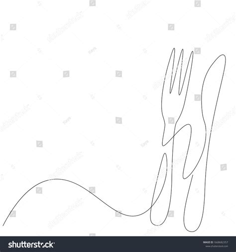 Fork Knife Line Drawing Vector Illustration Stock Vector (Royalty Free ...