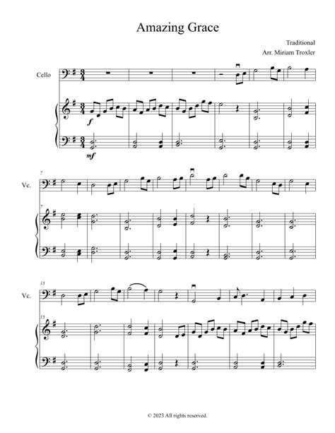 Amazing Grace Arr Miriam Troxler By Traditional Sheet Music For