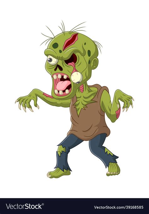 Cartoon Scary Zombie Isolated On White Background Vector Image