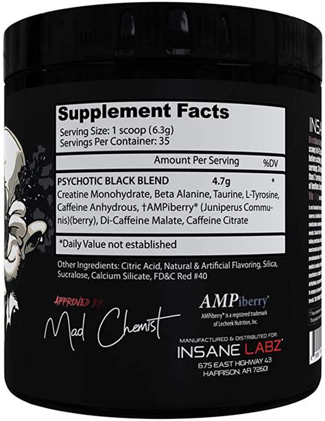 Insane Labz Psychotic Black Edition Mid Stimulant Pre Workout Powder 35