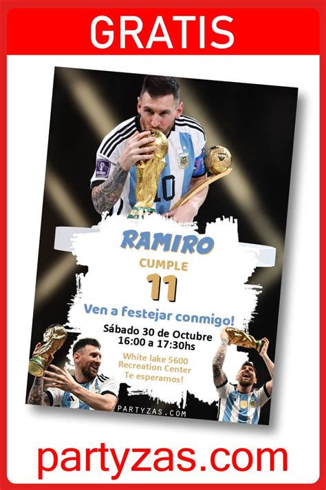 GRATIS Invitación Lionel Messi Digital Tarjetas de cumpleños