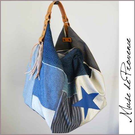 Sac Cabas Jean COOL HEART BLEU Muse De Provence