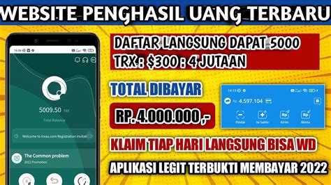 BARU RILIS DAFTAR LANGSUNG DAPAT 5000 TRX 4 JUTA GRATIS APLIKASI