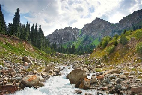 Fiume Paesaggio Montagna Dellasia Centrale — Foto Stock © Parfta 8819413