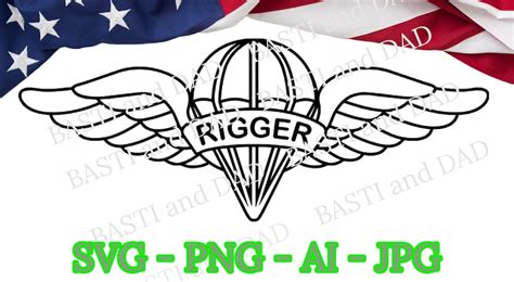 US Army Parachute Rigger Badge SVG PNG Ai And Jpeg Parachute Rigger