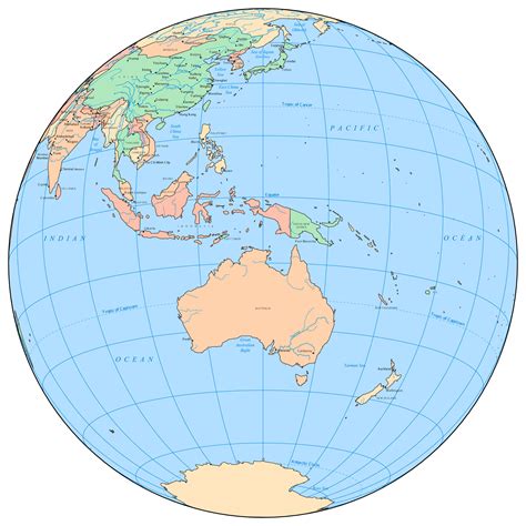 Large political map of Australia and Oceania | Oceania | Mapsland ...