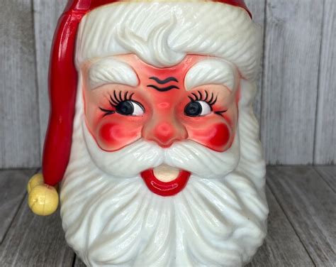 Vintage Plastic Musical Santa Head Musical Santa Claus Vintage Santa