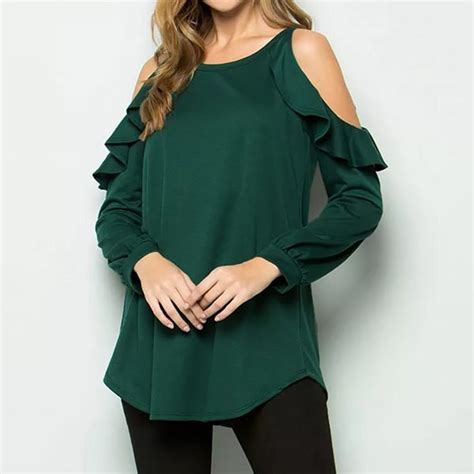 Hualong Sexy Women Cold Shoulder Ruffle Top Online Store For Women Sexy Dresses