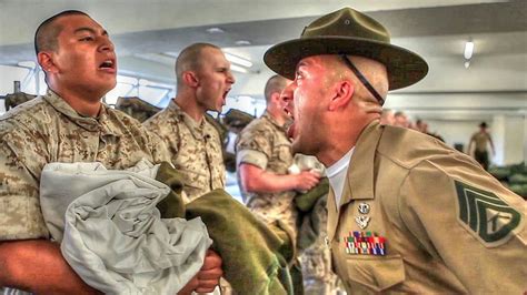 Marine Corps Boot Camp Recruits Meet Drill Instructors Marine Drill