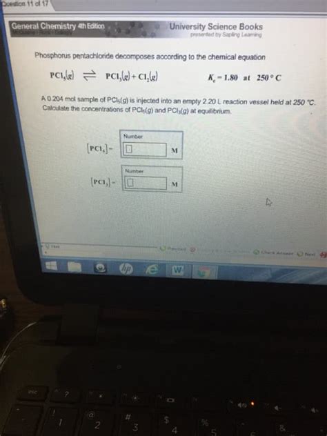 Oneclass Phosphorus Pentachloride Decomposes According To The Chemical