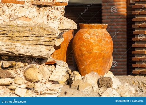 Clay Amphora Standing In The Garden Stock Photo Image Of Decorative