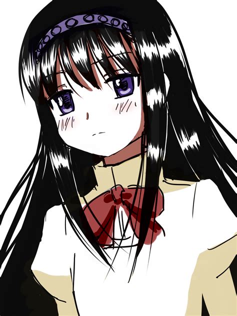 The Big Imageboard Tbib 1girl Akemi Homura Black Hair Blush Bow