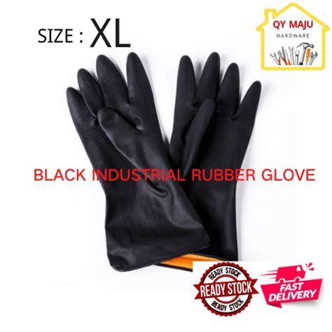 Industrial Rubber Gloves Black Glovesarung Tangan Getah Hitamwork