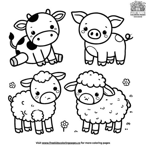 Baby Farm Animals Coloring Pages: Sweet Baby Farm Animals