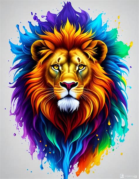 Lion Full Color Standarte Lion Painting Lion Artwork Colorful Lion