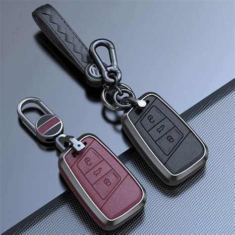 Zinc Alloy Cowhide Car Remote Key Case Shell Fob For Vw Volkswagen