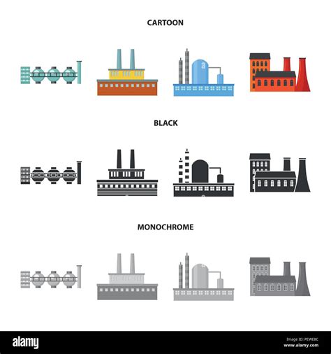 Industry Production Factory Set Collection Icons In Cartoon Black