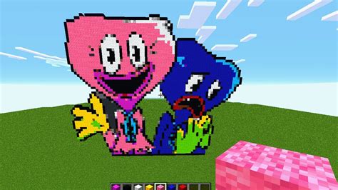 Huggy Wuggy Kissy Missy Pixel Art In Minecraft Poppy Playtime Youtube