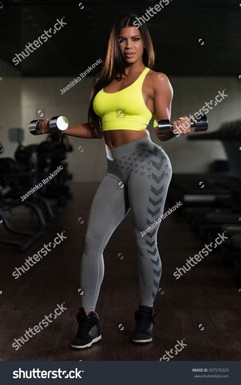 Sexy Latina Woman Working Out Biceps Stock Photo Shutterstock