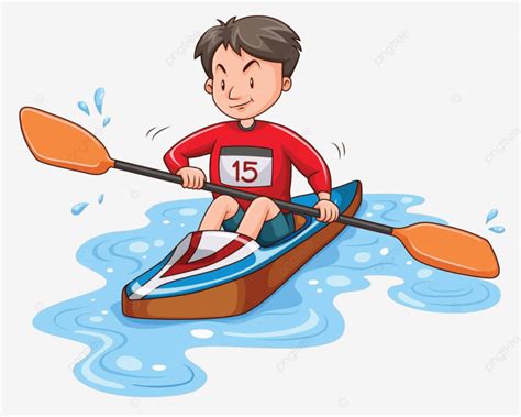 Man Athlete Canoeing On Water Man Canoe Clipping Vector Man Canoe