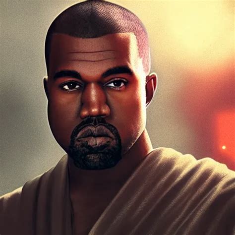 Portrait Of Kanye West As A Jedi In Star Wars Splash Stable