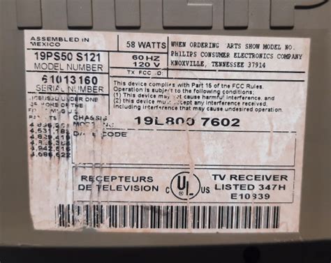 Philips 19ps50 S121 Crt Database