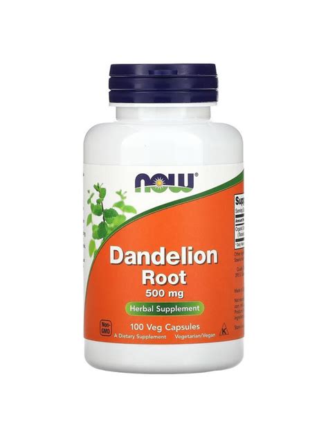 Dandelion Root Корень одуванчика 500 мг 100 капсул - купить с доставкой ...