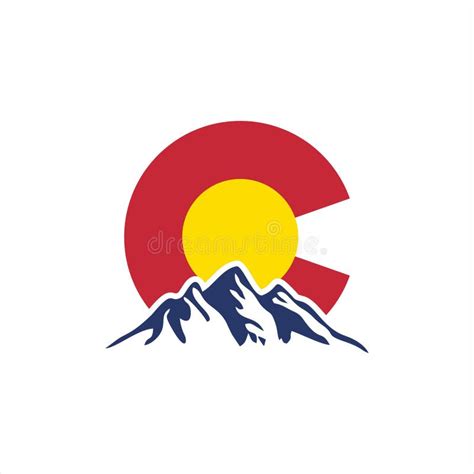 Colorado C Logo Design Inspiration With Mountain Illustration Stock