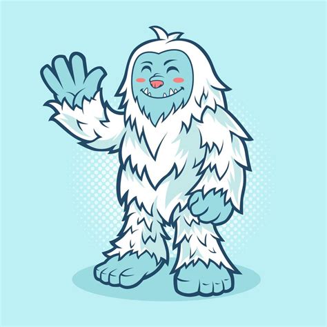 Yeti Cartoon Waving His Hand 19030878 Vector Art At Vecteezy