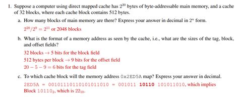 Solved 1 Suppose A Computer Using Direct Mapped Cache Has Chegg