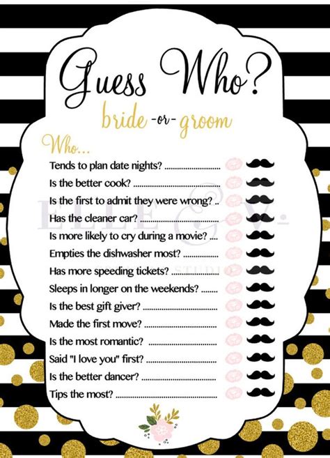 Guess Who Bride Or Groom Bridal Shower Game Etsy Disney Bridal