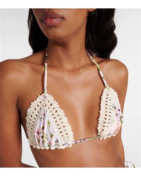 Zimmermann Halliday Floral Crochet Bikini In White Lyst Uk