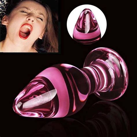 Pink Crystal Glass Dildo Anal Sex Butt Plug Toy G Spot Stimulator Orgasm Couple Eur
