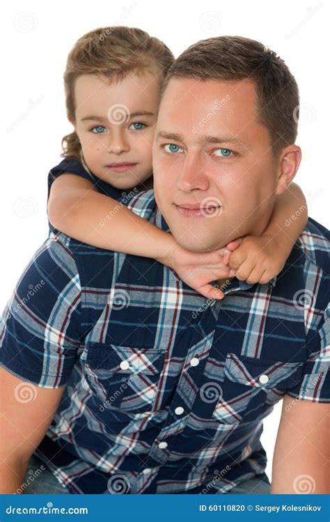 Girl Hugging Dad S Neck Stock Photo Image Of Child Caucasian 60110820