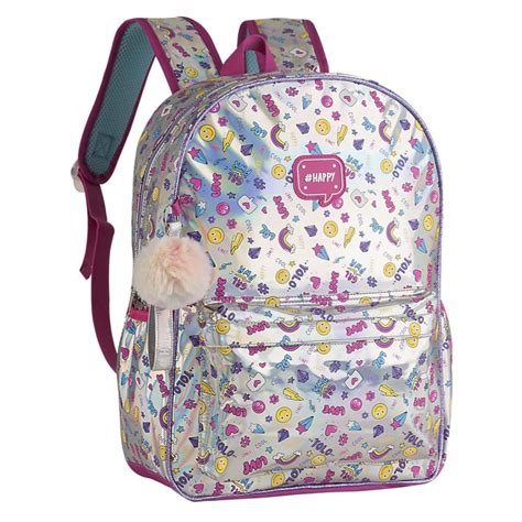 Mochila holografica infantil divertida alças regulaveis clio no Shoptime