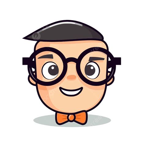 Nerd Glasses Vector Sticker Clipart Animated Cartoon Man With Glasses Wearing An Orange Bow