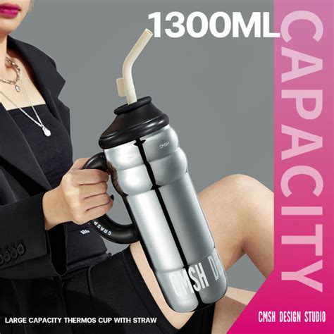 Cmsh Oz Hot And Cold Thermos Flask Coffee Cup Silicone Soft Straw Ml Stainless Steel