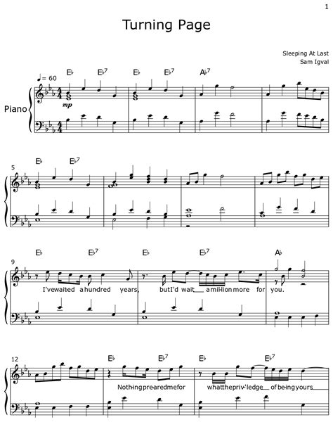 Turning Page Sheet Music For Piano