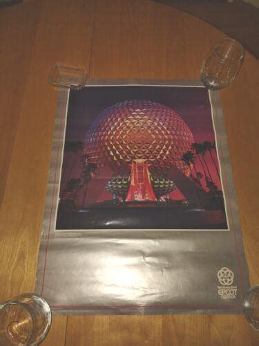 Vintage Disney Epcot Spaceship Earth Geosphere Poster Wdw 4548841643