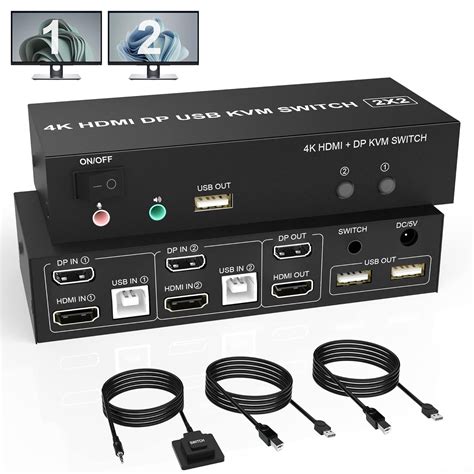 KVM Switch 2 Monitore DisplayPort HDMI 4K 60Hz Extended Display Dual