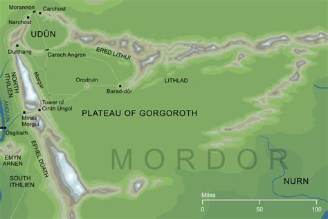 The Encyclopedia Of Arda Plateau Of Gorgoroth Middle Earth Map