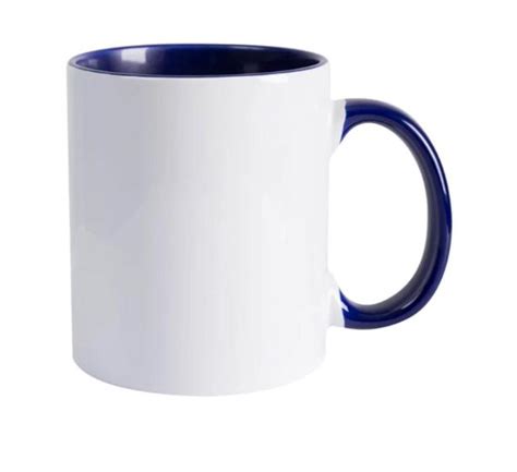 CANECA DE PORCELANA PARA SUBLIMAÇÃO INTERIOR E ALÇA COLORIDA AZUL