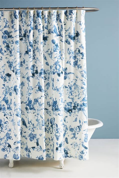 Anthropologie Poppy Applique Shower Curtain Boho Shower Curtain