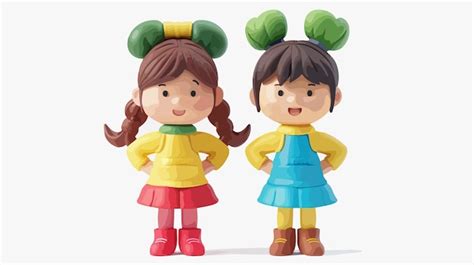 Premium Vector Young Cute Kawaii Confident Excited Siblings Portrait