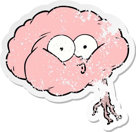 Distressed Sticker Of A Cartoon Impressed Brain 11503548 Vector Art At