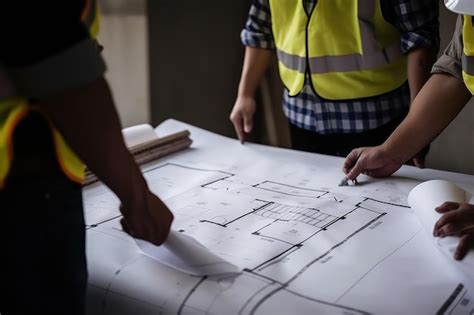 Premium Ai Image Architects Working On Blueprint At Construction Site