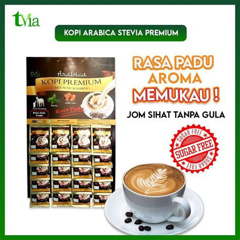 Kopi Arabica Stevia Premium Tvia 20 Sachet Arabica Coffee Sugar