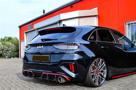Performance Rear Bumper Diffuser Addon With Ribs Fins For Kia Ceed Gt