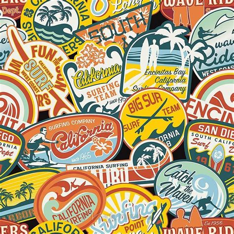 Surf Pins And Patches Surf Stickers Vintage Surf Retro Sign